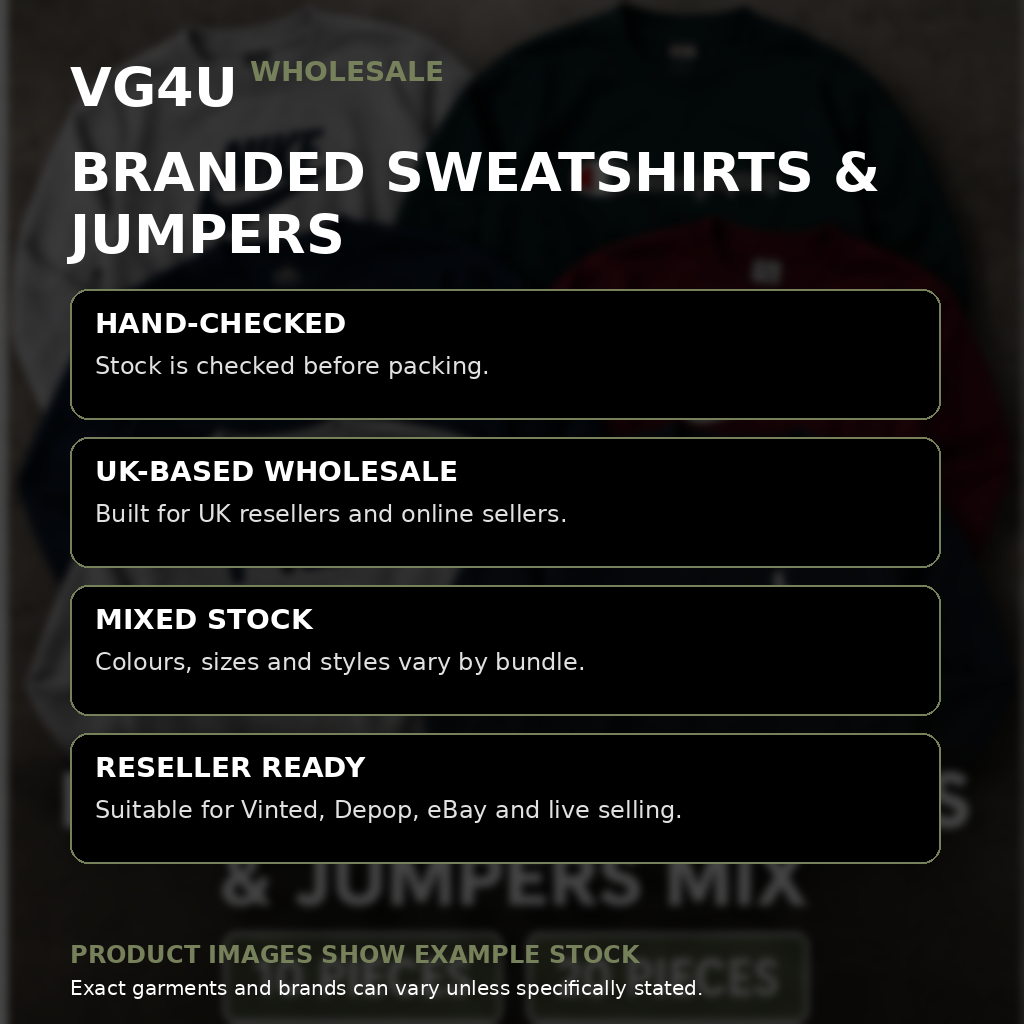 VG4U branded sweatshirts and jumpers wholesale reseller information