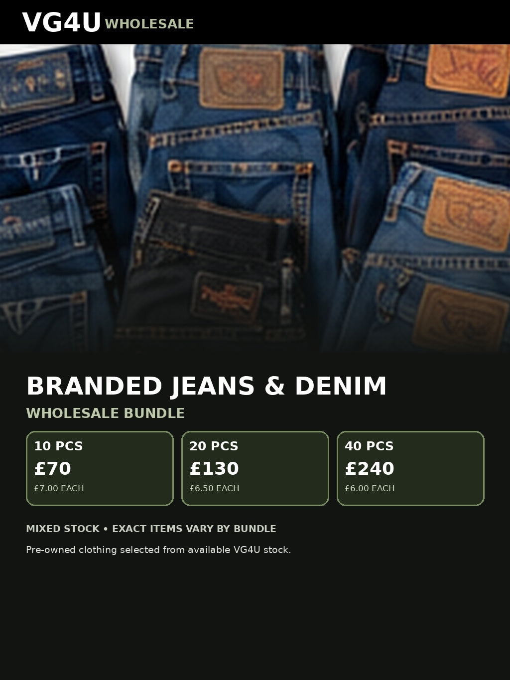Branded jeans and denim wholesale UK VG4U 10 20 40 pieces