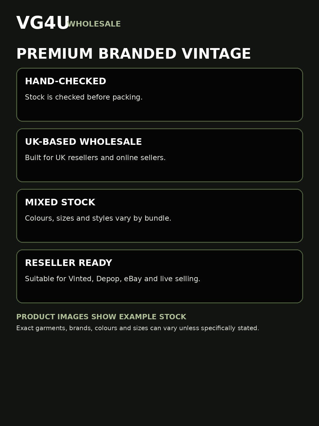 VG4U premium branded vintage wholesale bundle information