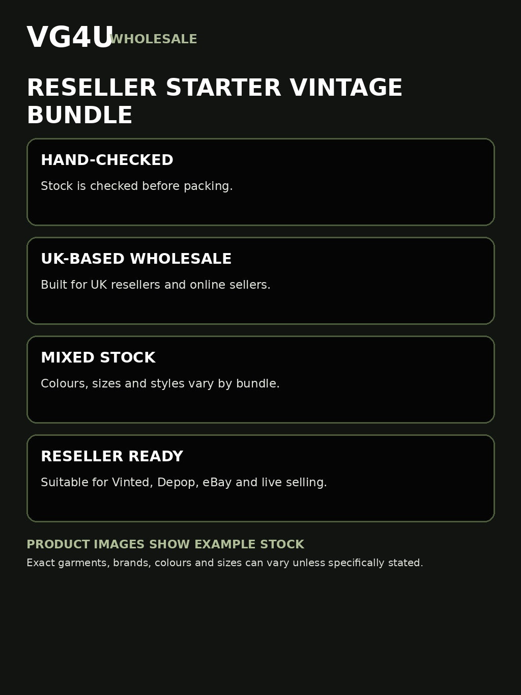 VG4U reseller starter vintage clothing bundle information