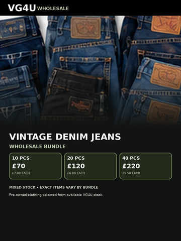 Vintage denim jeans wholesale bundle UK VG4U 10 20 40 pieces