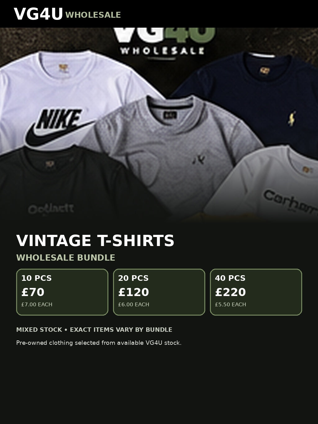 Vintage T-shirt wholesale bundle UK VG4U 10 20 40 pieces