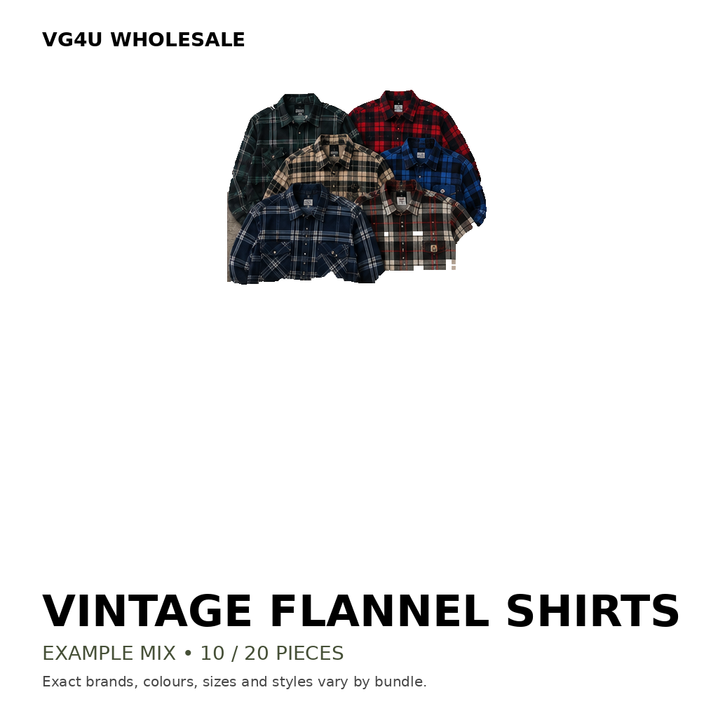 Example vintage flannel and checked shirt wholesale mix
